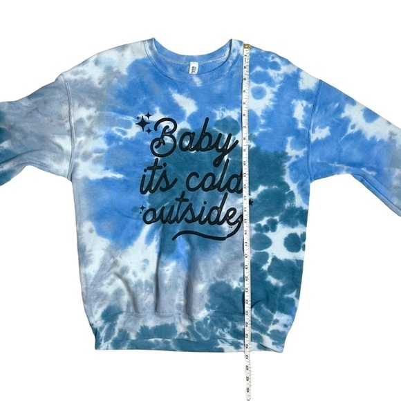 Baby It’s Cold Outside Blue Tie Dye Cozy Crewneck Pullover Sweatshirt Medium - Picture 11 of 12